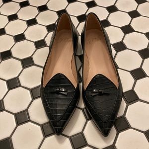 J.Crew dark green alligator flat